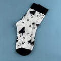 Cotton Blend Music Print Crew Socks