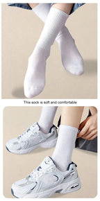 5 Pairs Polyester Spandex Solid Color Casual Crew Socks