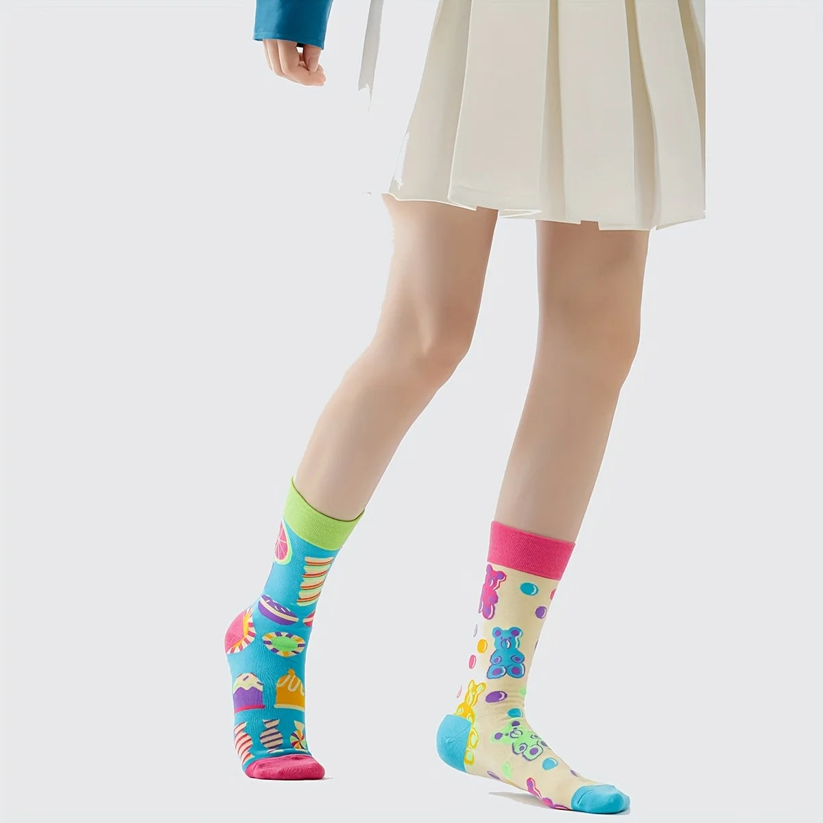 Cotton Blend Mid Calf Candy Print Casual Socks