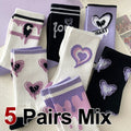 Polyester Elastane Heart Print Mid Tube Socks