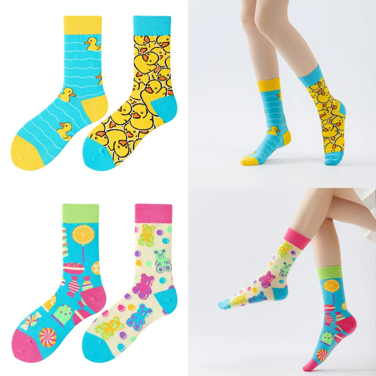 Cotton Blend Cartoon Mid Calf Unisex Socks - 2