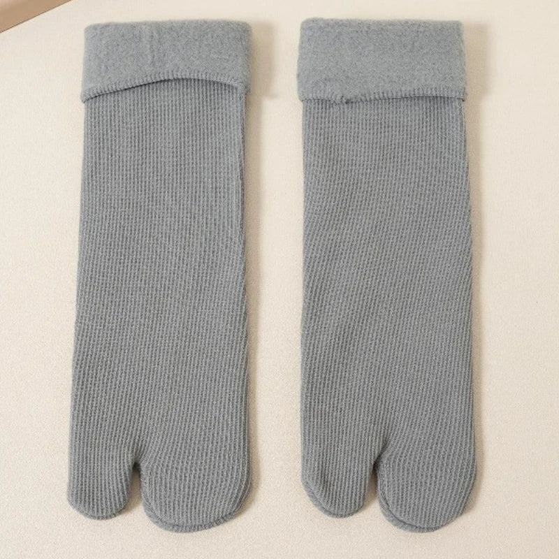 Thick Knit Two Toed Thermal Socks Mid Calf