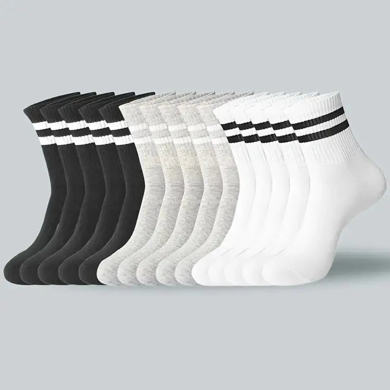 6 Pairs Polyester Elastane Crew Socks For Men - 14