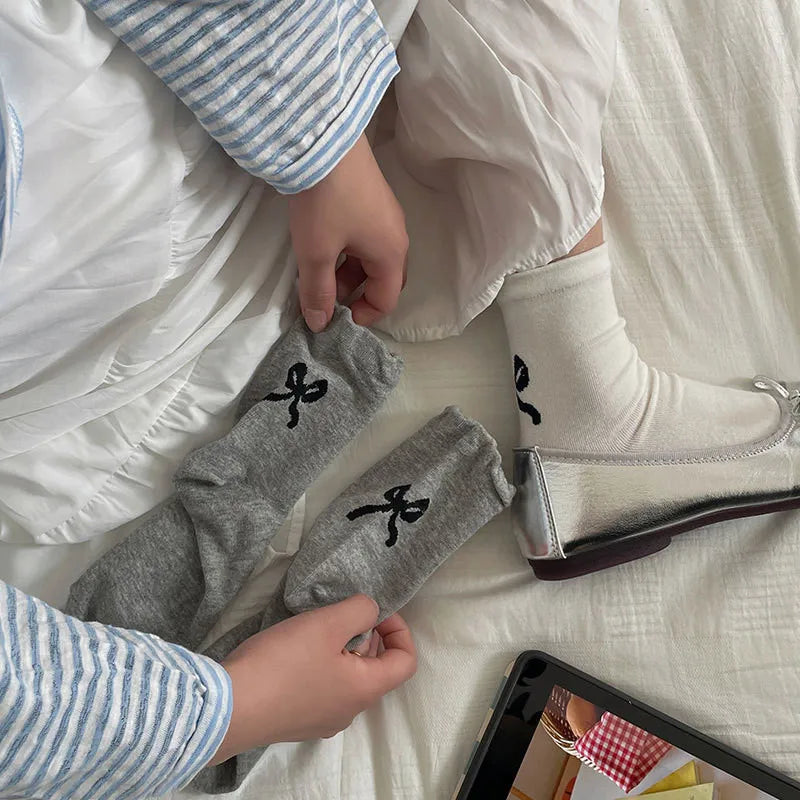 Cotton Bow Detail Crew Socks