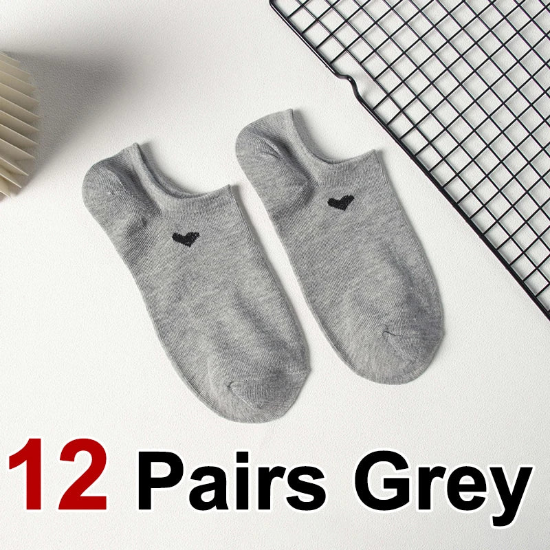 Polyester Elastane Low Cut Casual Heart Print Women Socks