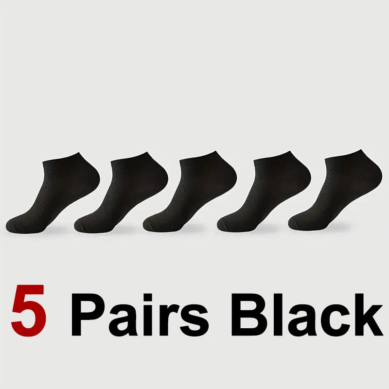 Bamboo Fiber Low Cut Ankle Socks Five Pair Set