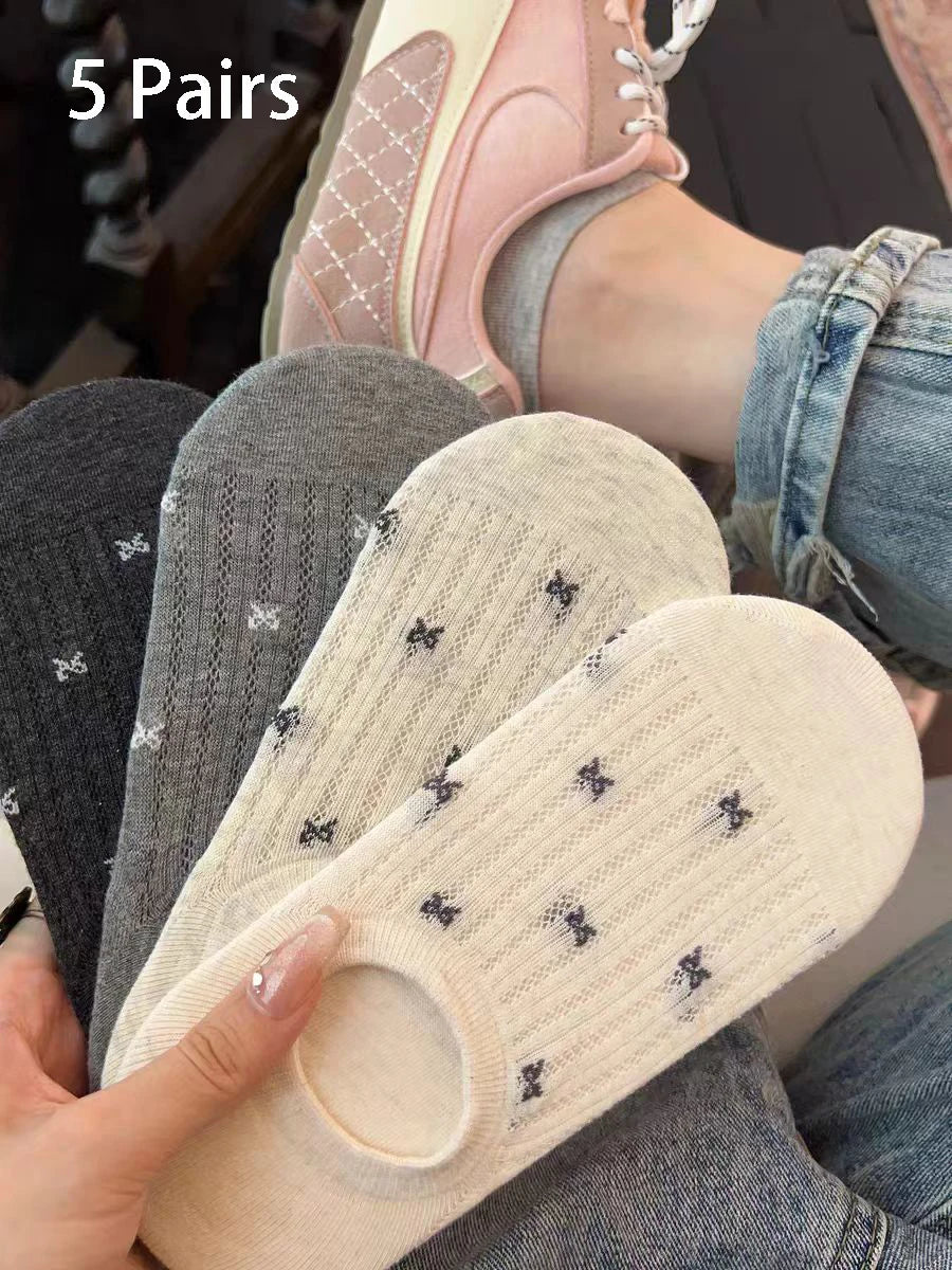 5 Pack Women Polyester Elastane Low Cut Casual Ankle Socks - 14