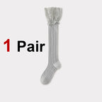 Polyester Spandex Floral Lace Hollow Knit Mid Tube Casual Socks