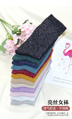 Metallic Knit Women Casual Socks