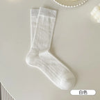 Cotton Nylon Hollow Knit Long Socks