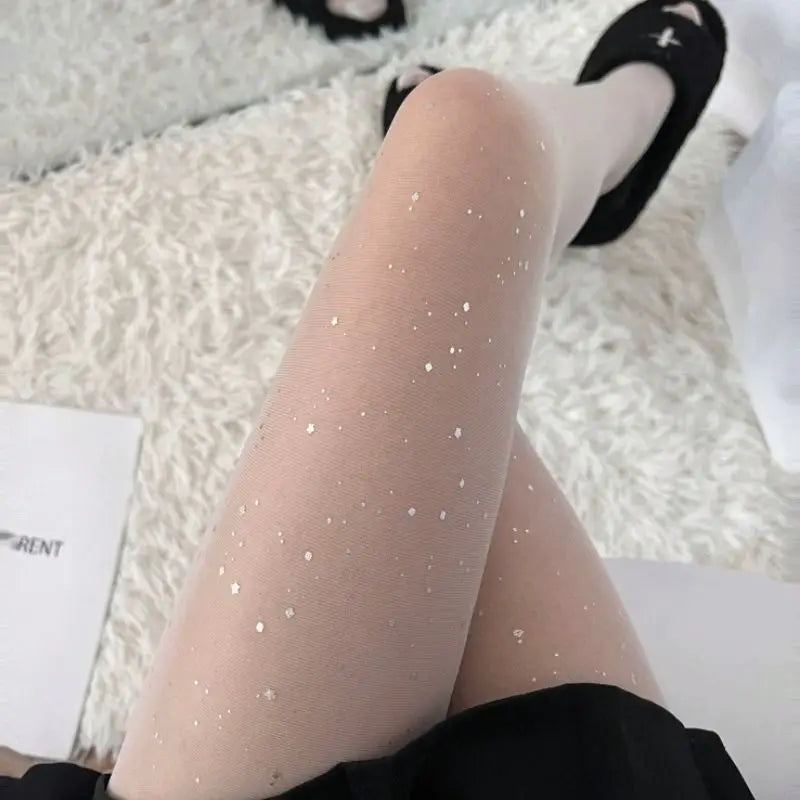 Polyester Elastane Sequin Sheer Pantyhose - 8
