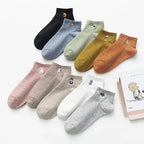 Cotton Embroidered Cartoon Low Tube Socks