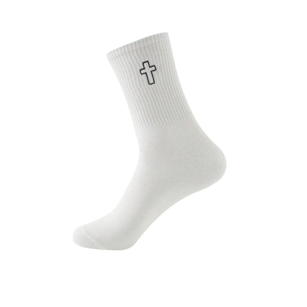 Polyester Elastane Crew Socks Cross Pattern - 4