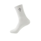 Polyester Elastane Crew Socks Cross Pattern