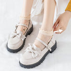 Floral Print Polyester Elastane Low Tube Casual Socks 7 Pairs