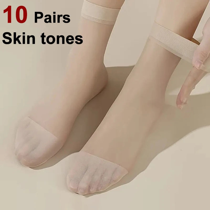 Nylon Spandex Transparent Casual Socks - 24