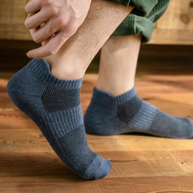 Men Polyester Elastane Low Cut No Show Casual Athletic Socks
