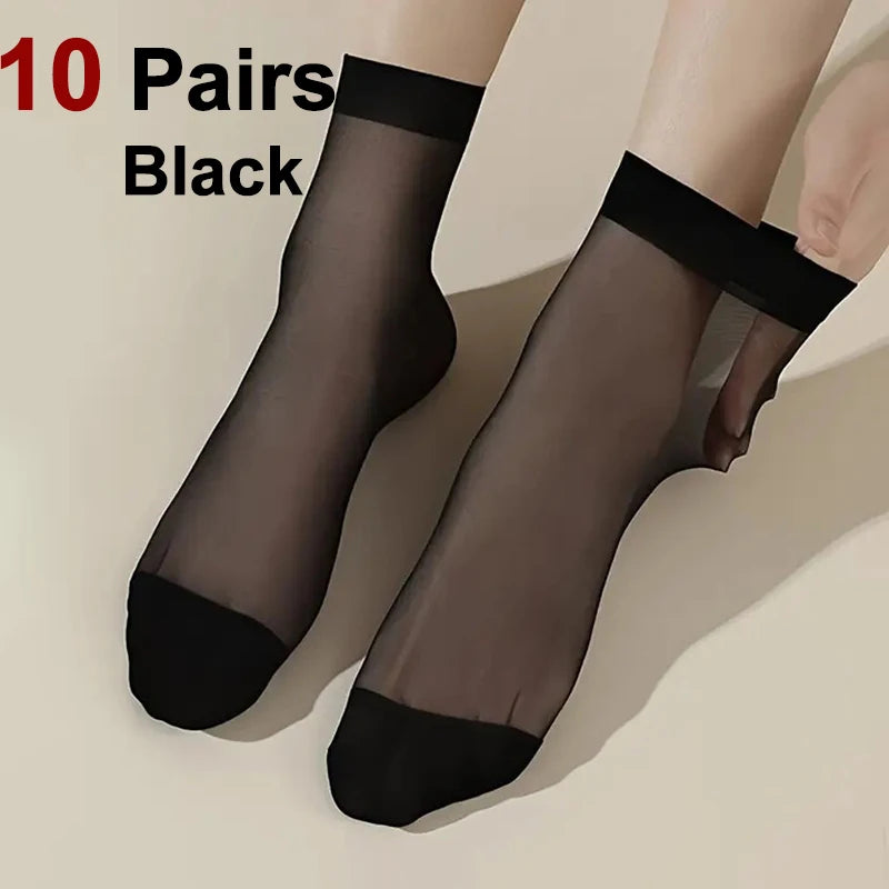 Nylon Spandex Transparent Casual Socks - 23