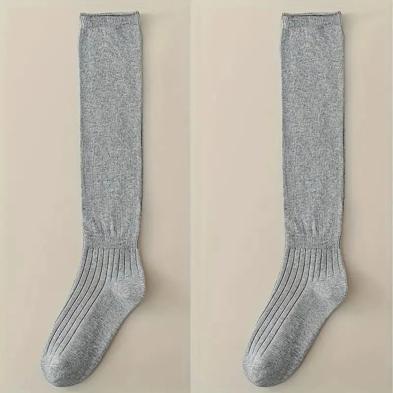 Ribbed Polyester Spandex Calf Socks