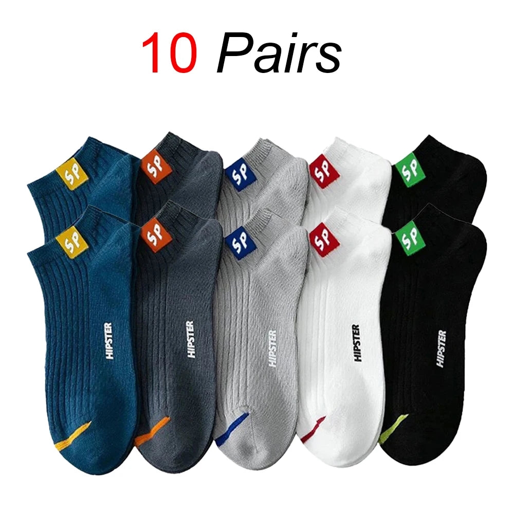 Men Breathable Polyester Ankle Socks Sports Invisible Casual Footwear