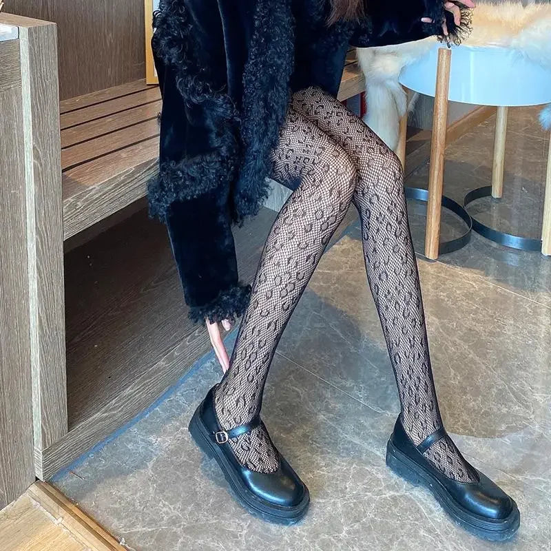Nylon Mesh Leopard Pattern Pantyhose Tights