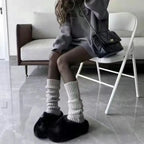Cotton Blend Knit Heart Pattern Leg Warmers