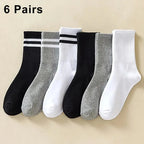 6 Pairs Polyester Spandex Crew Socks