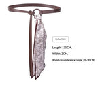 PU Leather Belt with Detachable Silk Scarf Waist Accessory