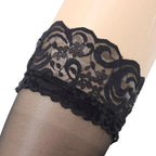 Floral Lace Silk Stockings Nylon Spandex Hosiery