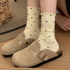 Polyester Spandex Polka Dot Mid Tube Casual Socks
