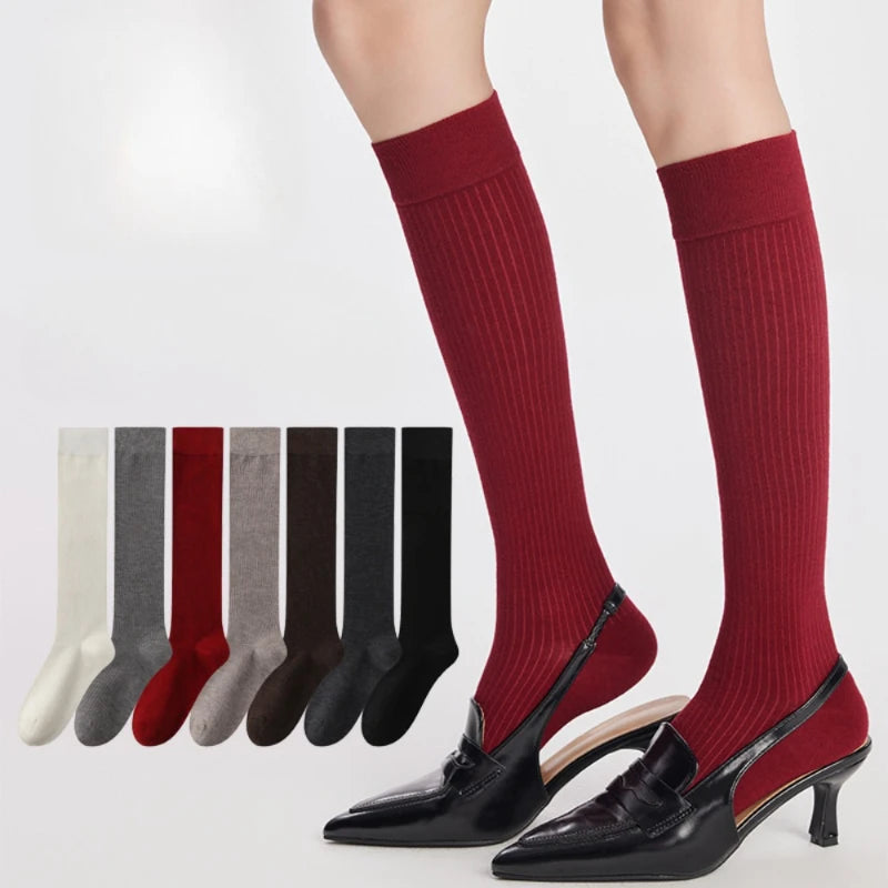 Wool Cotton Blend Knee High Casual Socks