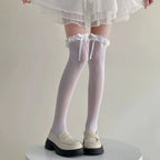 Polyester Spandex Lolita Bow Knee High Socks
