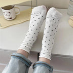 Polyester Elastane Polka Dot Mid Tube Casual Socks