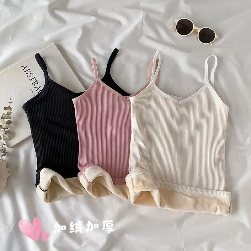 Velvet Lined Sleeveless Thermal Tank Top