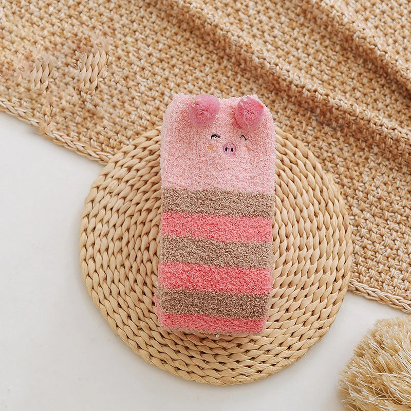 Polyester Elastane Cartoon Over Knee Floor Socks