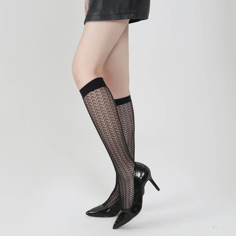 Nylon Mesh Fishnet Knee High Socks