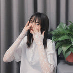 Lace Floral Fingerless Gloves Sun Protection Mesh Sleeves