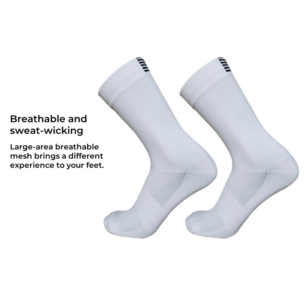 Polyester Elastane Cycling Socks Knee High Breathable Sports Gear