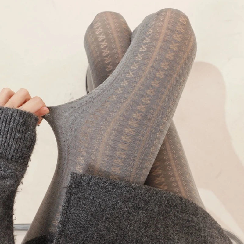 Nylon Lolita Jacquard Patterned Tights - 4