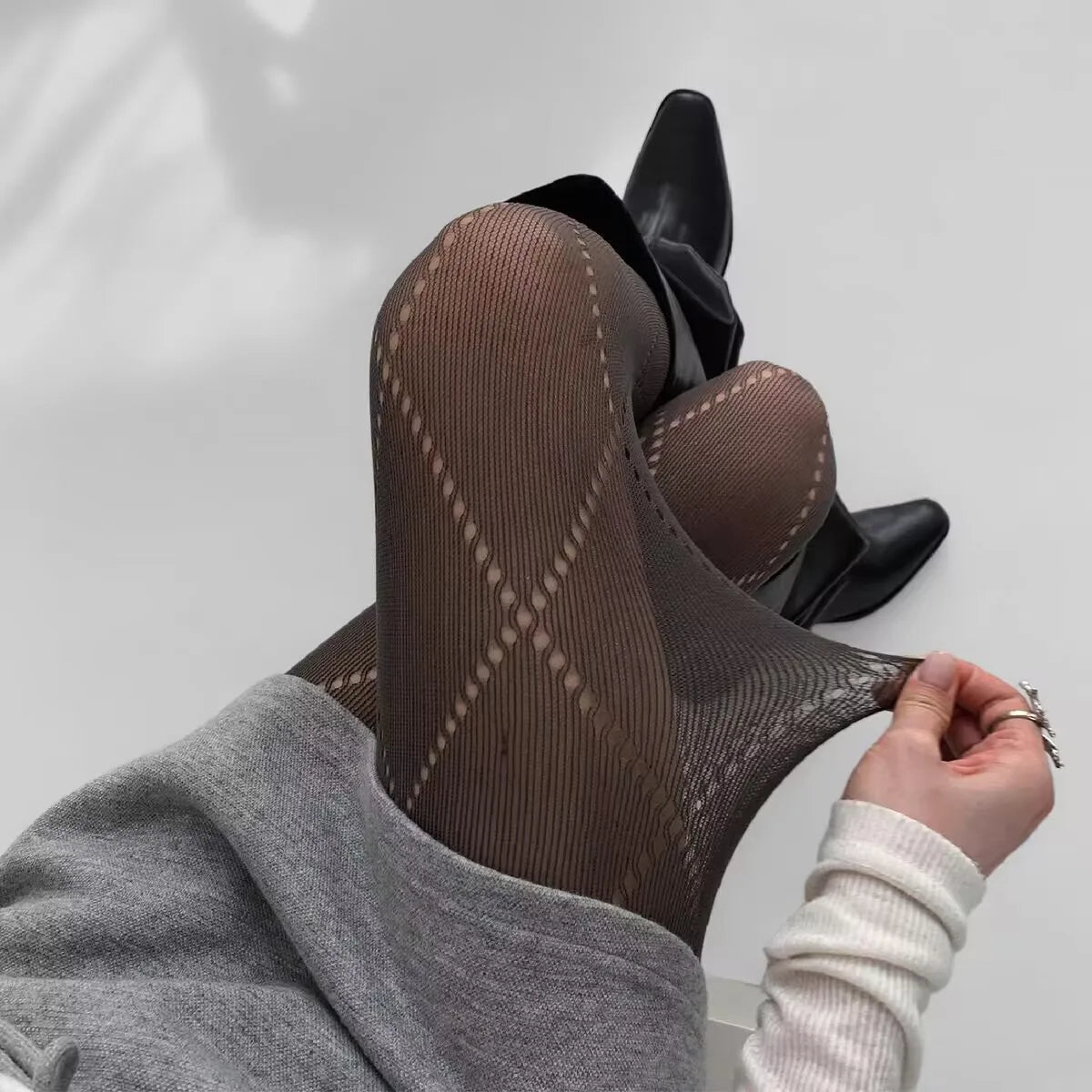 Geometric Pattern Nylon Mesh Pantyhose Tights
