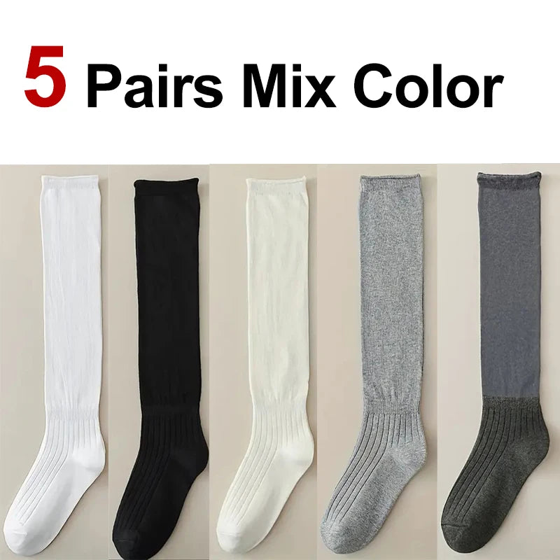 Ribbed Polyester Spandex Calf Socks