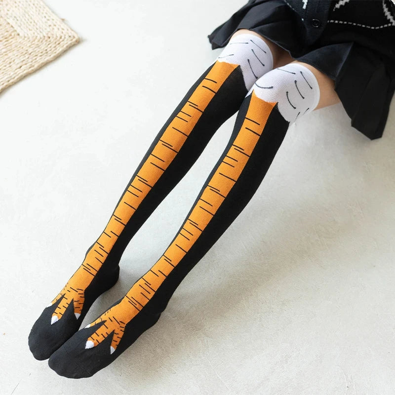Polyester Nylon Over Knee Animal Print Stockings - 8