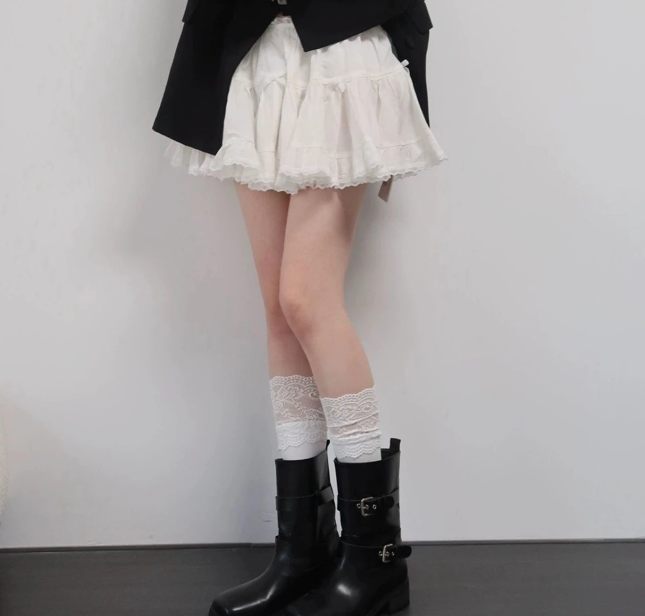 Lace Trim Nylon Stockings Knee High Socks for Women - 12