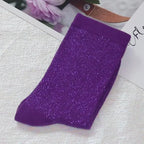 Shiny Metallic Cotton Blend Mid Tube Casual Socks