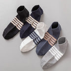 5 Pair Polyester Elastane Striped Ankle Socks for Men