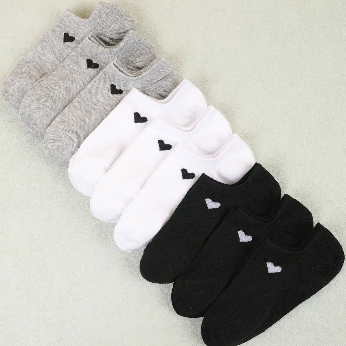 Polyester Elastane Low Cut No Show Heart Pattern Socks