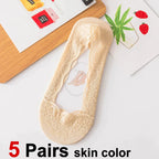 Cotton Lace Invisible Anti Slip Low Cut Socks