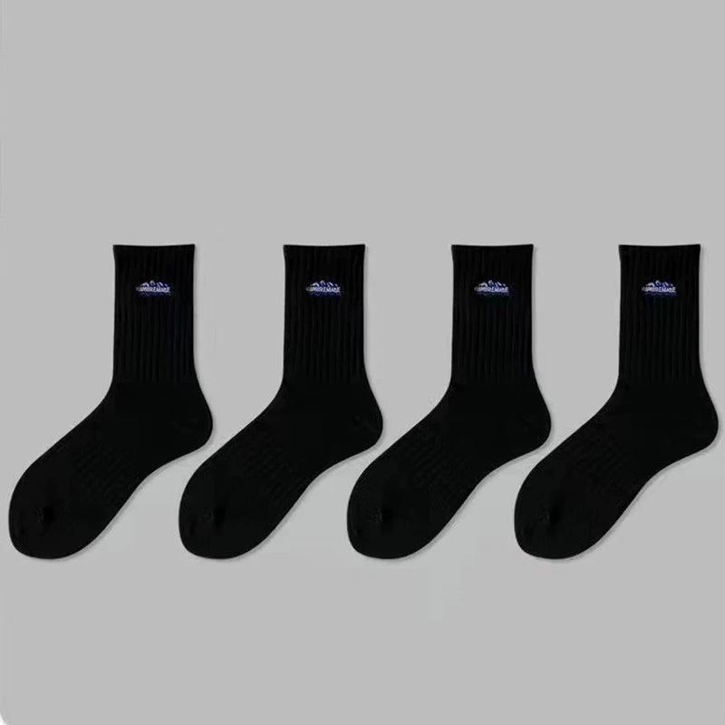 Polyester Blend Crew Socks Casual Footwear 4 Pair Set