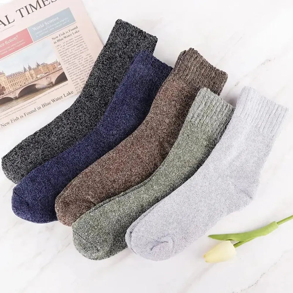 Thickened Polyester Spandex Winter Crew Socks 5 Pairs - 6