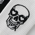 Men Polyester Elastane Skull Pattern Crew Socks